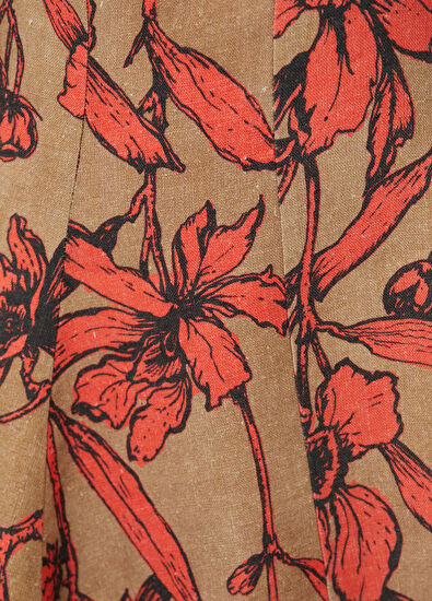 Beymen Club Camel Red Floral Mini Linen Dress - 5