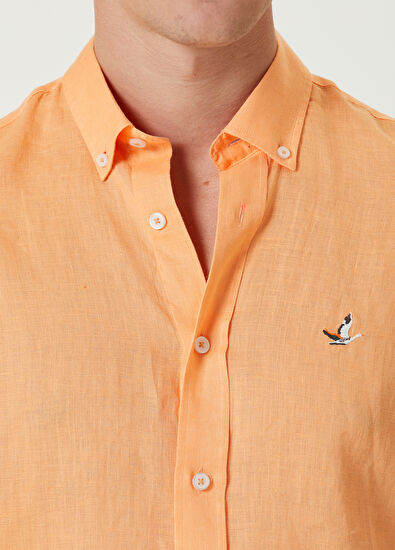 Beymen Club Comfort Fit Somon Keten Gömlek - 6