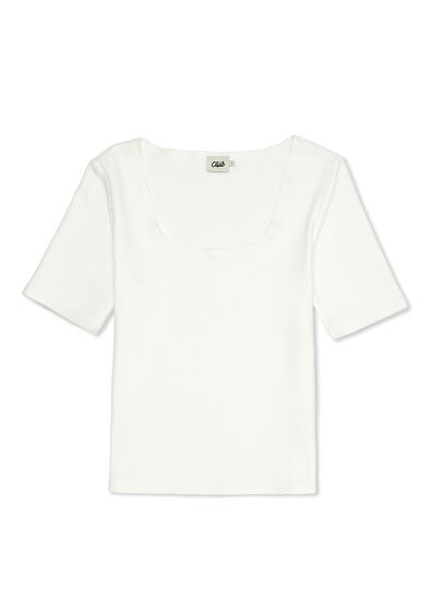 Beymen Club Beyaz Kare Yaka T-shirt - 7