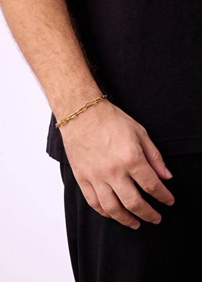 Forsa Altın Kaplama Çelik Zincir Erkek Bileklik - Görsel 4