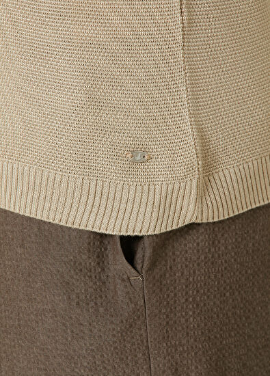 Beymen Club Bej Polo Yaka Ottoman Dokulu Kısa Kollu Triko - 6