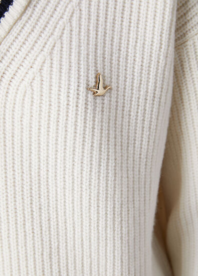 Beymen Club Off-White Collar Detailed Wool Sweater - 6