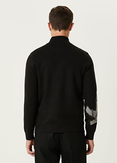 Siyah Yakası Fermuarlı Kaz Jakarlı Kazak Beymen Club Siyah Yakası Fermuarlı Kaz Jakarlı Kazak - 5