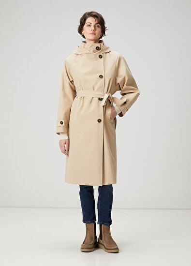 Beymen Club Beige Hooded Trench Coat - 5