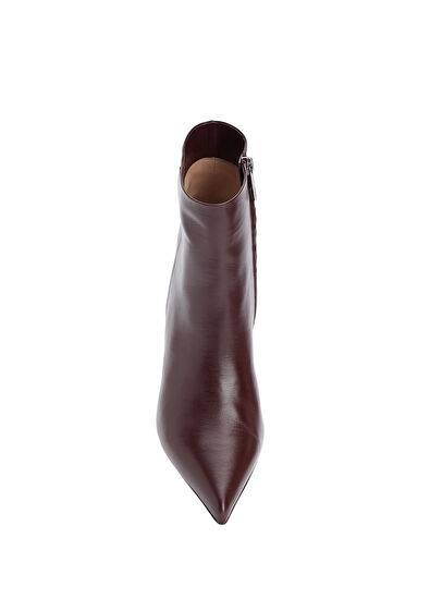 Beymen Club Burgundy Kitten Heel Women's Leather Boots - 4