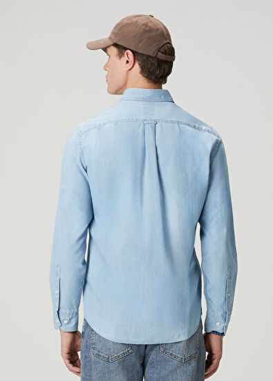 Beymen Club Mavi Yıkamalı Comfort Fit Jean Gömlek - 5