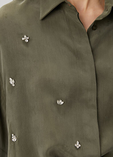 Beymen Club Khaki Stone Embroidered Shirt - 6