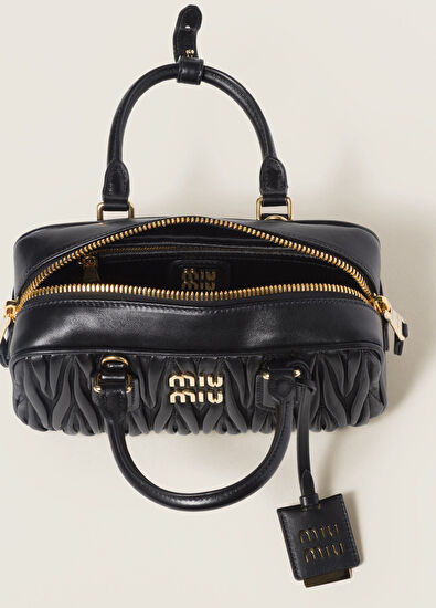 Miu Miu Arcadie Matelassé Siyah Napa Deri Kadın El Çantası - 4