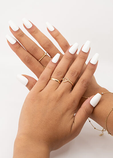 Takma Takma Kısa Balerin 15'li Beyaz Protez Takma Tırnak TT1423 - 5