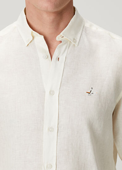 Beymen Club Cream Comfort Fit Linen Shirt - 6