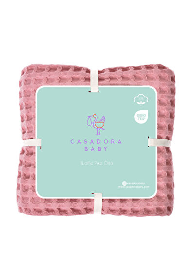 Casadora Baby Pembe %100 Pamuk Waffl Bebek Pike Örtü 90 x 120 cm - 4
