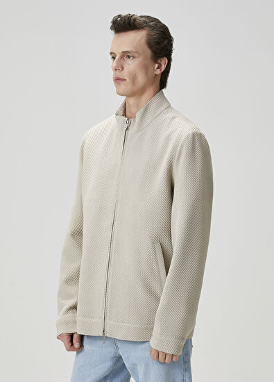 Beymen Club Beige Diagonal Patterned Coat - 4