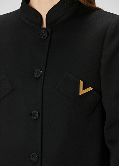 VGold Siyah Yün Kaban - Görsel 6