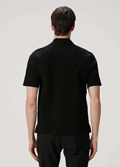 Courreges Siyah Polo Yaka Kısa Kollu Triko - 4