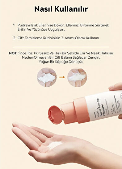 Hanskin Vitamin C Glow Powder Cleanser C Vitaminli Aydınlatıcı Yüz Temizleyici Toz 70 gr - 5