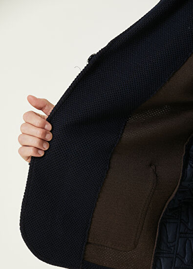 Beymen Club Lacivert Monogram Kapitone Detaylı Triko Ceket - 7