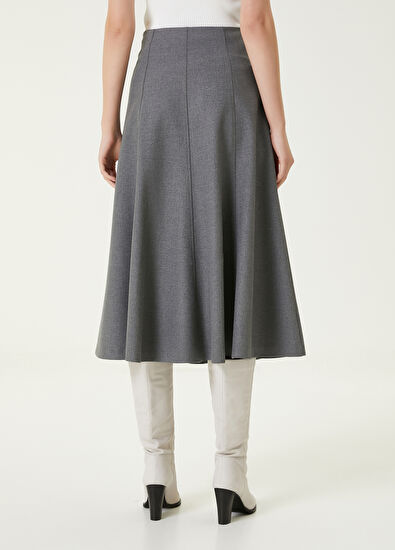 Beymen Club Grey Midi Flared Skirt - 5