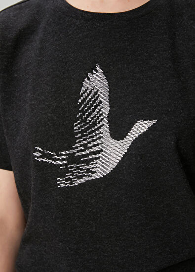 Beymen Club Antrasit Hotfix Kuş Logolu T-shirt - 5