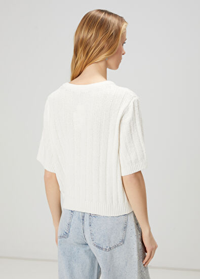 Beymen Club Off White Short Sleeve Sweater - 5