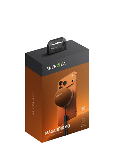 Energea MagAudio Go Orange Portable MagSafe Compatible Bluetooth Speaker - 5