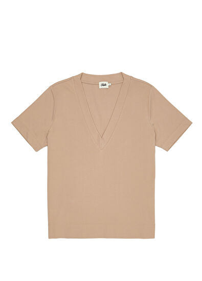 Beymen Club Beige V-Neck T-Shirt - 7