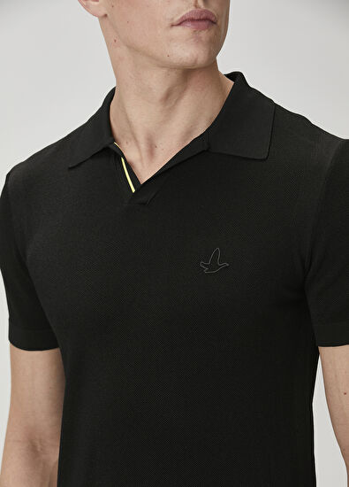 Beymen Club Siyah Polo Yaka Kısa Kollu Triko - 6