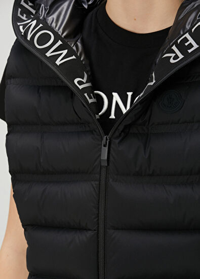 Moncler Aliterse Siyah Kapüşonlu Yelek - 5