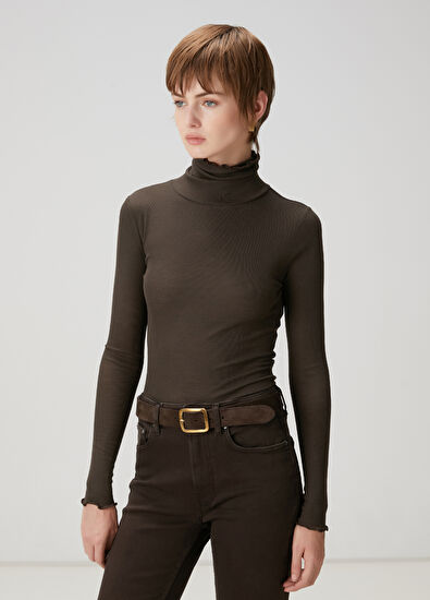 Beymen Club Brown Basic Wool T-Shirt - 3