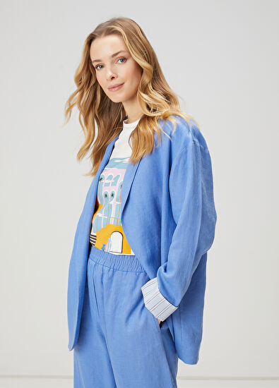 Beymen Club Blue Linen Jacket - 5