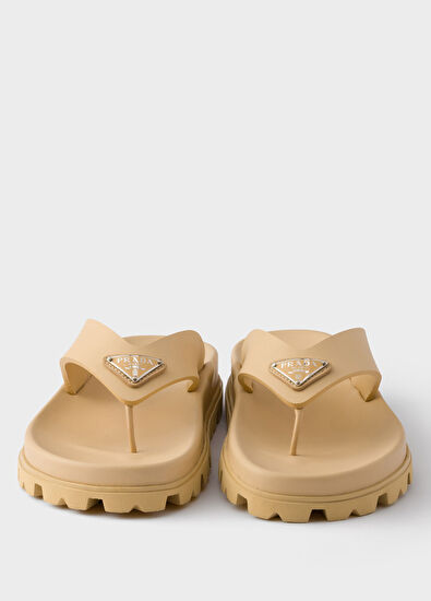 Prada Natural Rubber Women's Flip Flops - 5