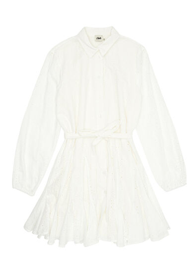 Beymen Club Off White Embroidered Mini Shirt Dress - 7