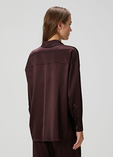 Mürdüm Saten Gömlek - Görsel 8