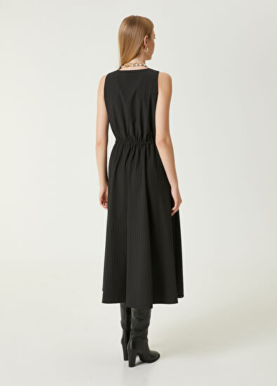 Beymen Club Siyah Çizgili Midi Elbise - 6