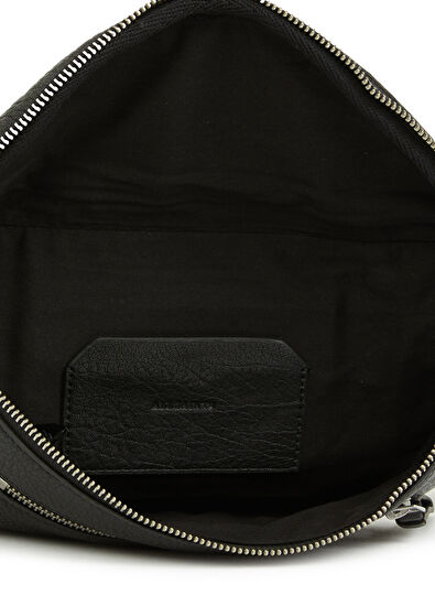 AllSaints Siyah Erkek Deri Bel Çantası - 5