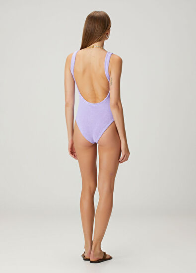 Hunza G Lilac Square Neck Swimsuit - 4