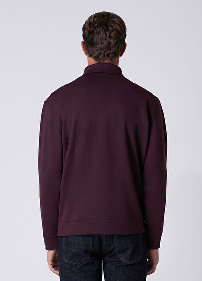 Beymen Club Mürdüm Polo Yaka Interlock Sweatshirt - 5