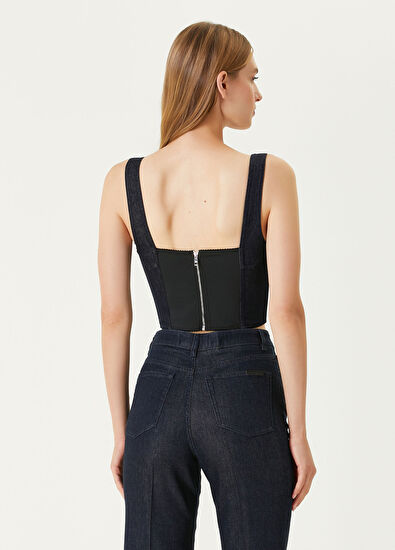 Dolce&Gabbana Lacivert Crop Denim Bluz - 5
