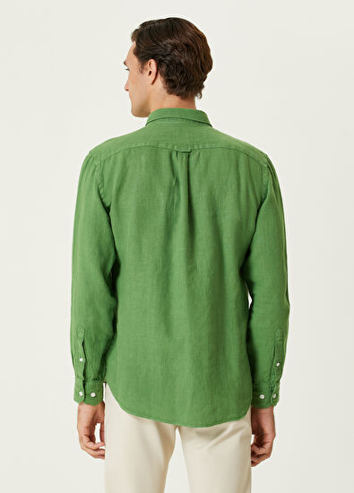 Beymen Club Comfort Fit Yeşil Keten Gömlek - 3