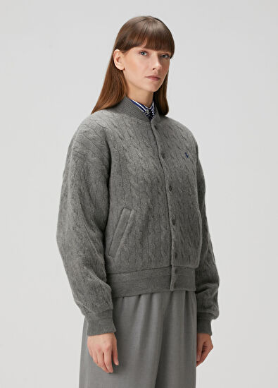 Polo Ralph Lauren Gri Örgü Dokulu Yün Ceket - 3