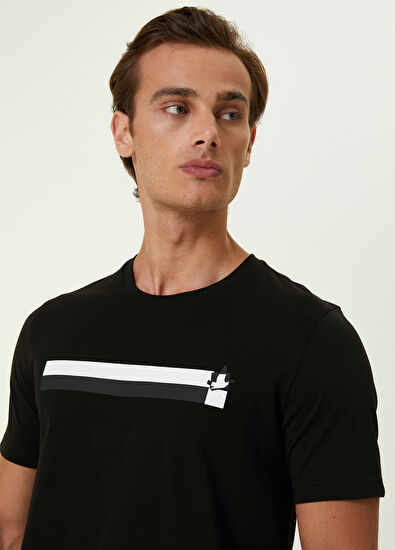 Beymen Club Black Injection Stripe Printed Logo T-shirt - 6