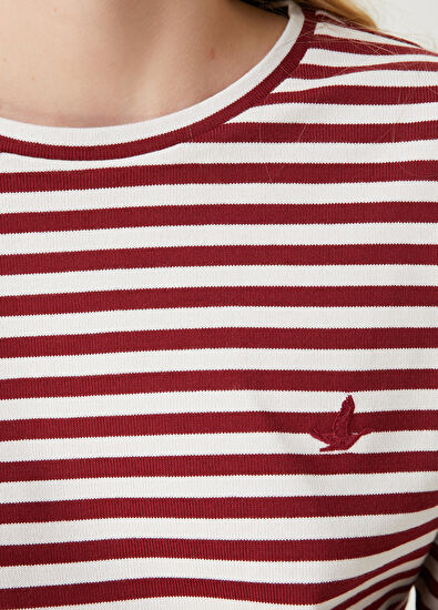 Beyaz Bordo Çizgi Desenli Sweatshirt Beymen Club Beyaz Bordo Çizgi Desenli Sweatshirt - 5