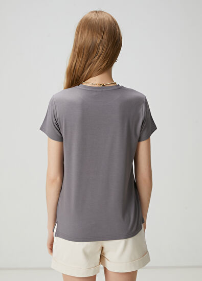 Beymen Club Grey Modal T-Shirt - 4