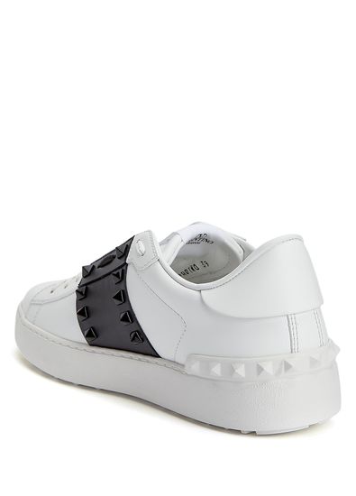 Valentino Garavani Rockstud Siyah Beyaz Kadın Deri Sneaker - 3
