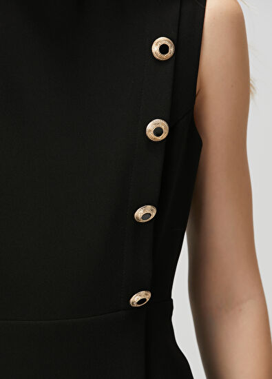 Siyah Düğme Detaylı Midi Elbise Beymen Club Siyah Düğme Detaylı Midi Elbise - 6