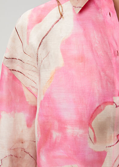 Beymen Club Pink Floral Organza Shirt - 7