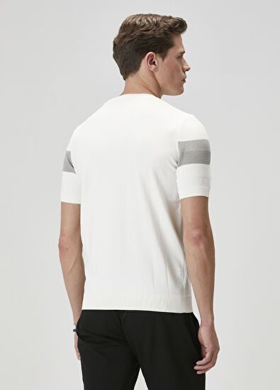 Beymen Club White Grey Textured Short Sleeve Sweater - 5