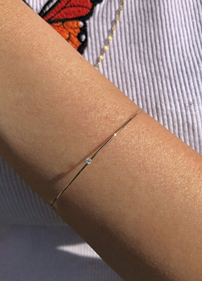 Ginza Design Jewelry Yolo Pırlanta Taşlı 14 Ayar Altın Kadın Bileklik - 5