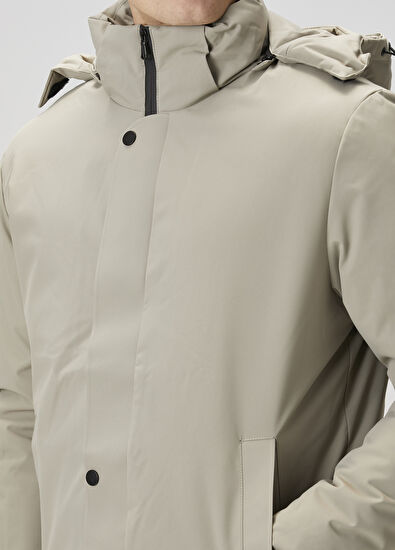 Beymen Club Light Khaki Hooded Long Coat - 5