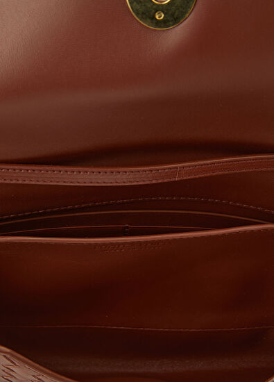 Knot Kahverengi Örgü Dokulu Kadın Deri Çanta - Görsel 6