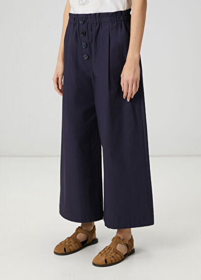 Beymen Club Navy blue ruffled waist trousers - 3